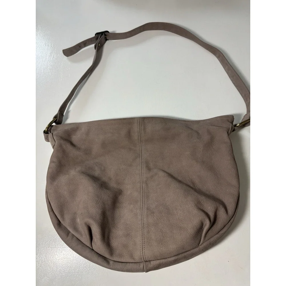 Stone Mountain Taupe Leather Crossbody Shoulder Bag